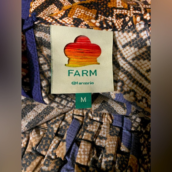 Farm Rio Yawanawa Vanahu Mini Dress Women’s Size M Balloon Sleeves Banana Print - Picture 4 of 8